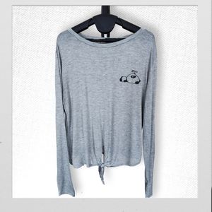Grey Long-sleeved Panda Struggle Top, Women's Medium